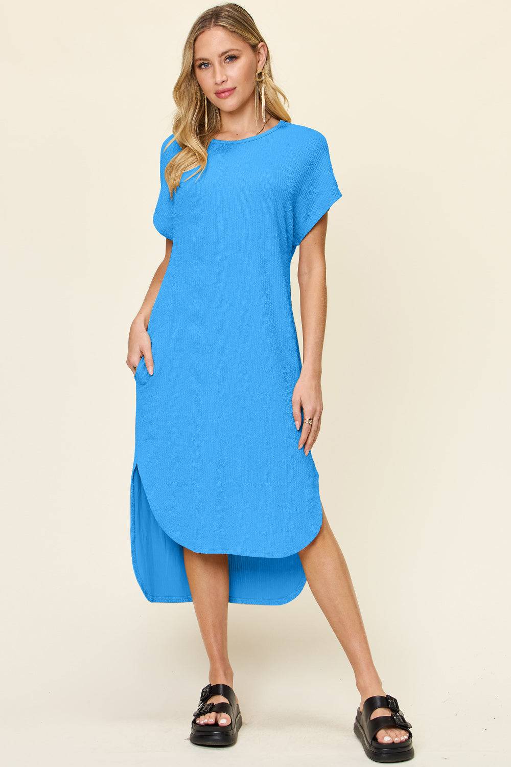 Full Size Sleeve Slit Dress - Purcell's Clothing Company - 