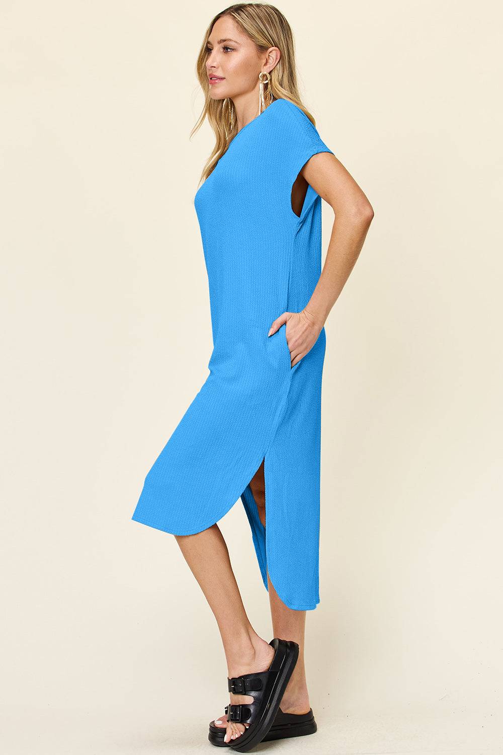 Full Size Sleeve Slit Dress - Purcell's Clothing Company - 