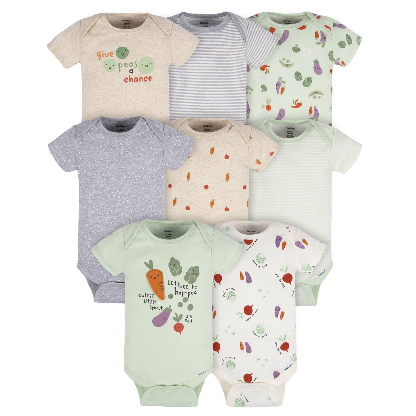 Gerber Baby 8 - Pack Short Sleeve Onesies Bodysuits - Purcell's Clothing Company - 