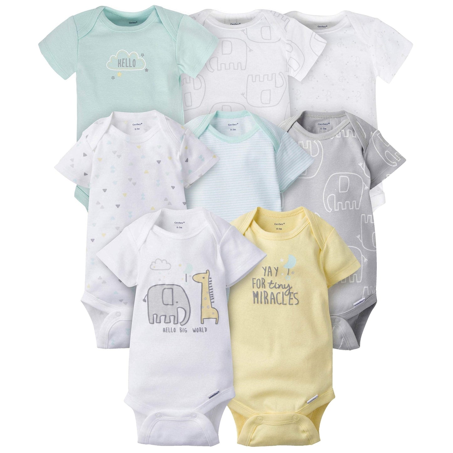 Gerber Baby 8 - Pack Short Sleeve Onesies Bodysuits - Purcell's Clothing Company - 