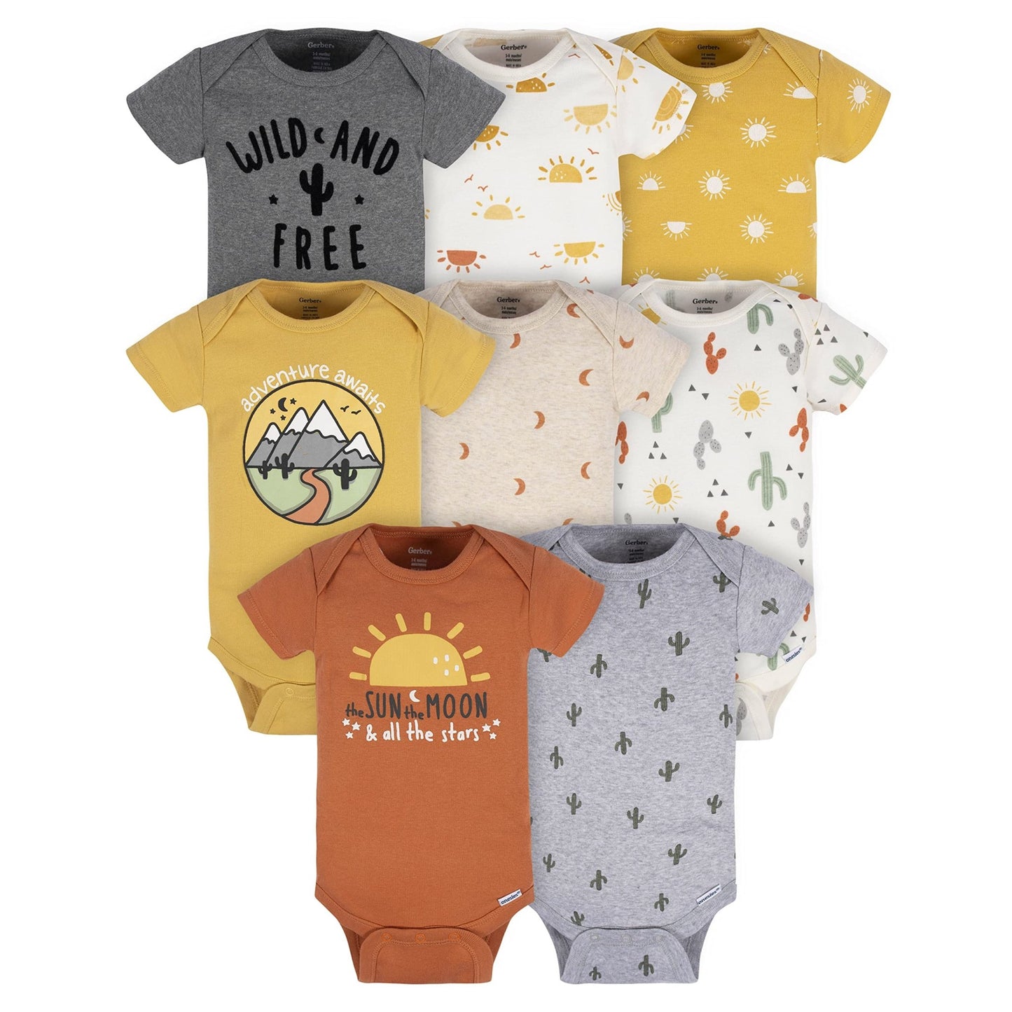 Gerber Baby 8 - Pack Short Sleeve Onesies Bodysuits - Purcell's Clothing Company - 