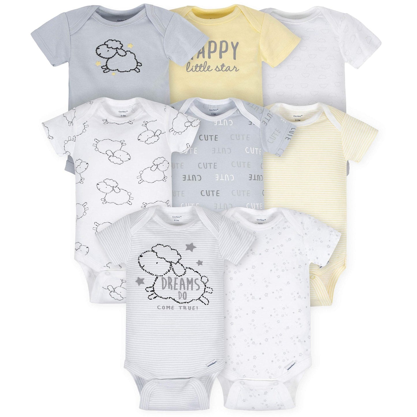 Gerber Baby 8 - Pack Short Sleeve Onesies Bodysuits - Purcell's Clothing Company - 