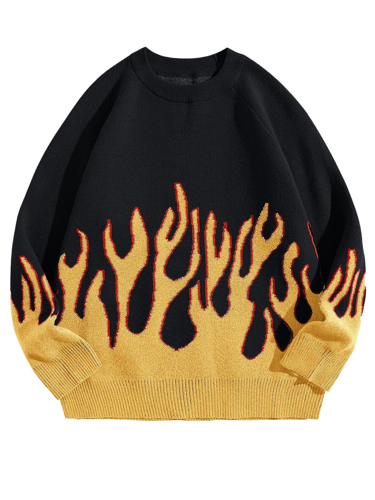 Haloumoning Boys Crewneck Sweater Kids Flame Pattern Long Sleeve Knit Pullover Sweaters 4 - 14 Years - Purcell's Clothing Company - 