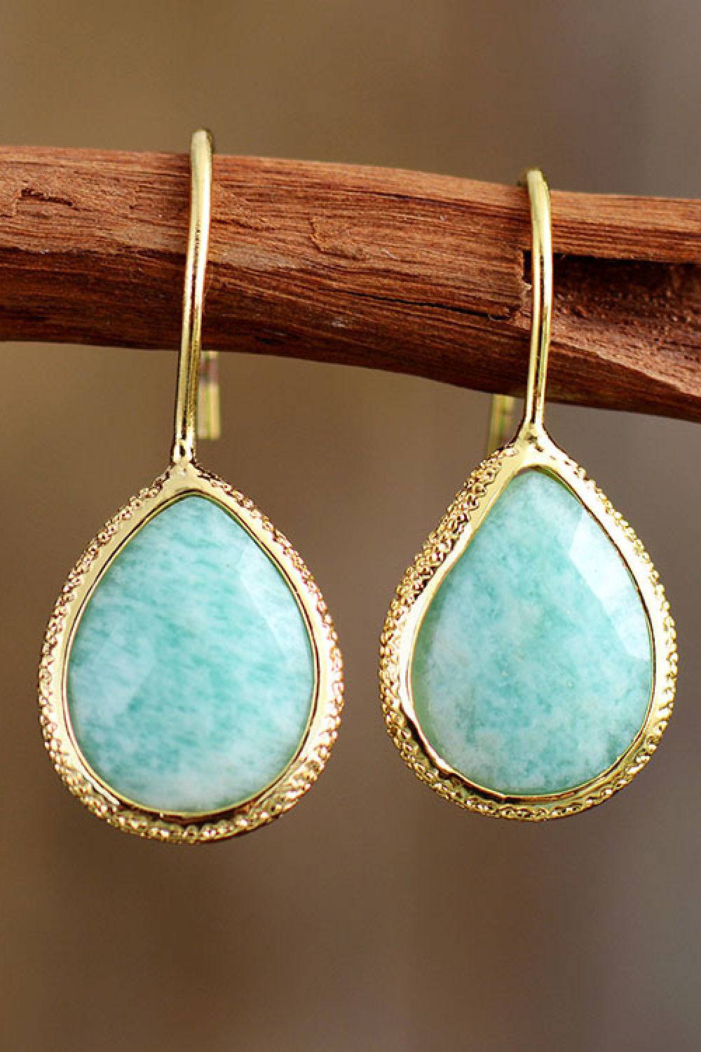 Handmade Natural Stone Teardrop Earrings - Purcell's Clothing Company - 