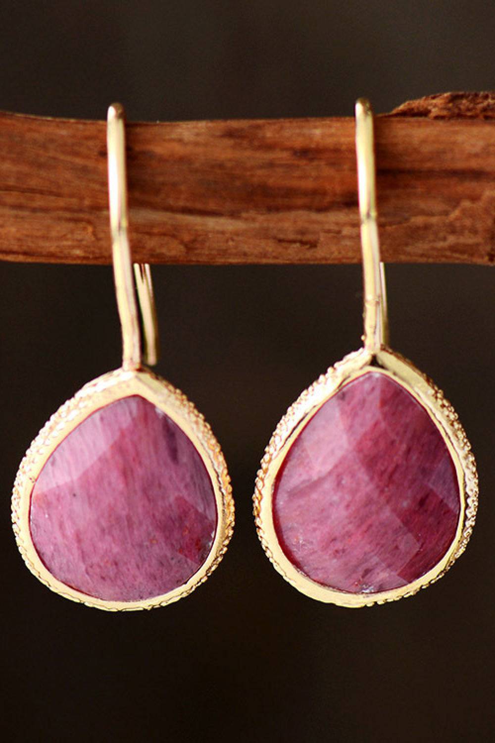 Handmade Natural Stone Teardrop Earrings - Purcell's Clothing Company - 