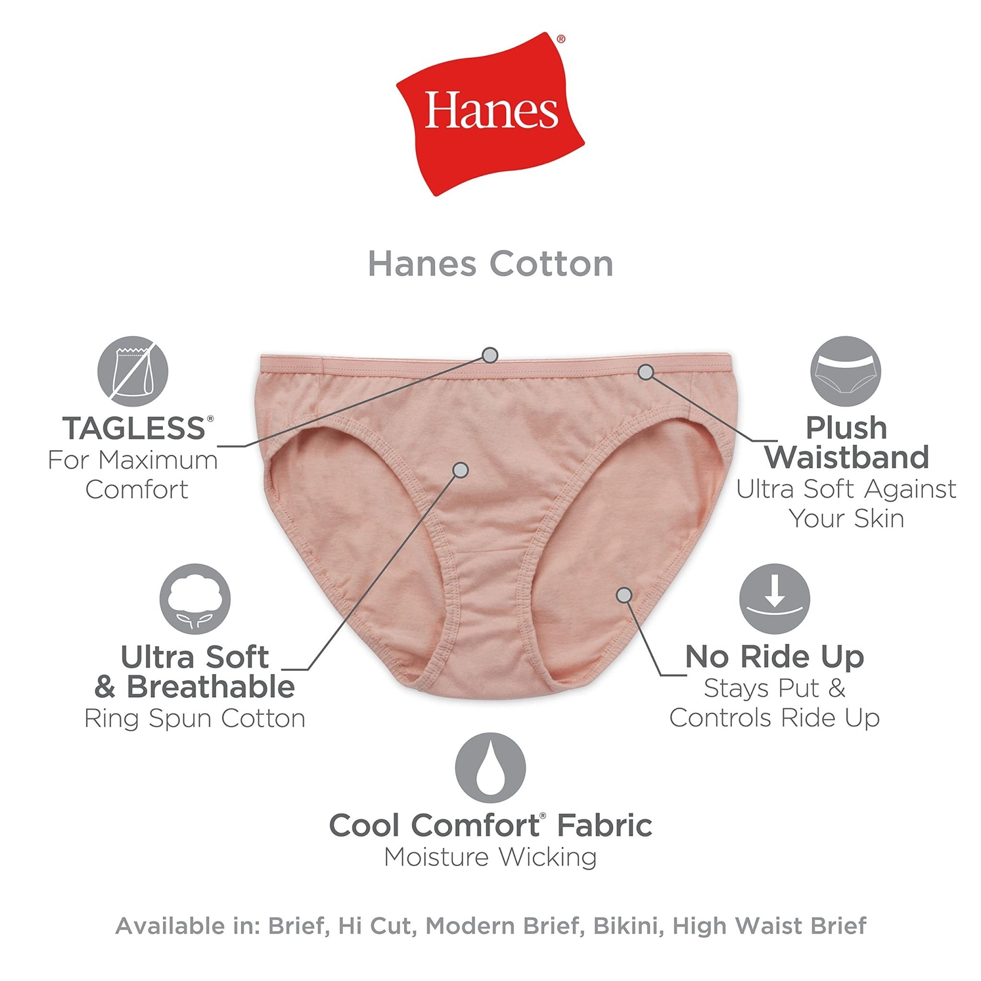 Hanes High Waisted Brief Panties (6 - Pack) - Purcell's Clothing Company - 