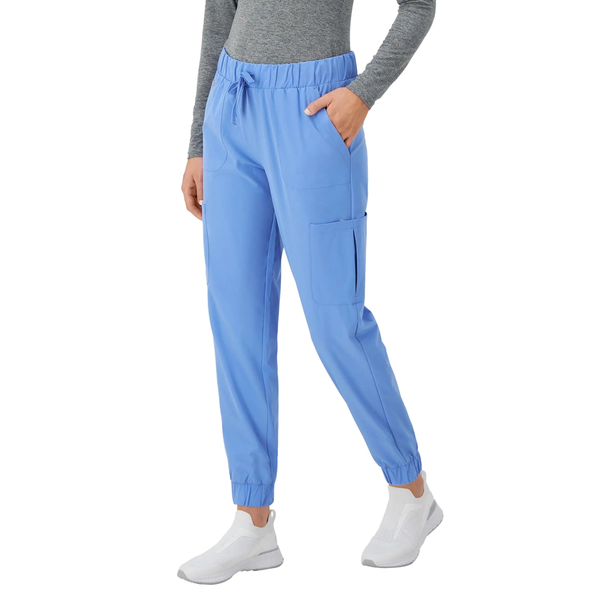 Hanes Women's Scrubs Cargo Joggers, Healthcare Scrub Joggers for Women, Moisture Wicking Large Ciel Blue - Purcell's Clothing Company - 