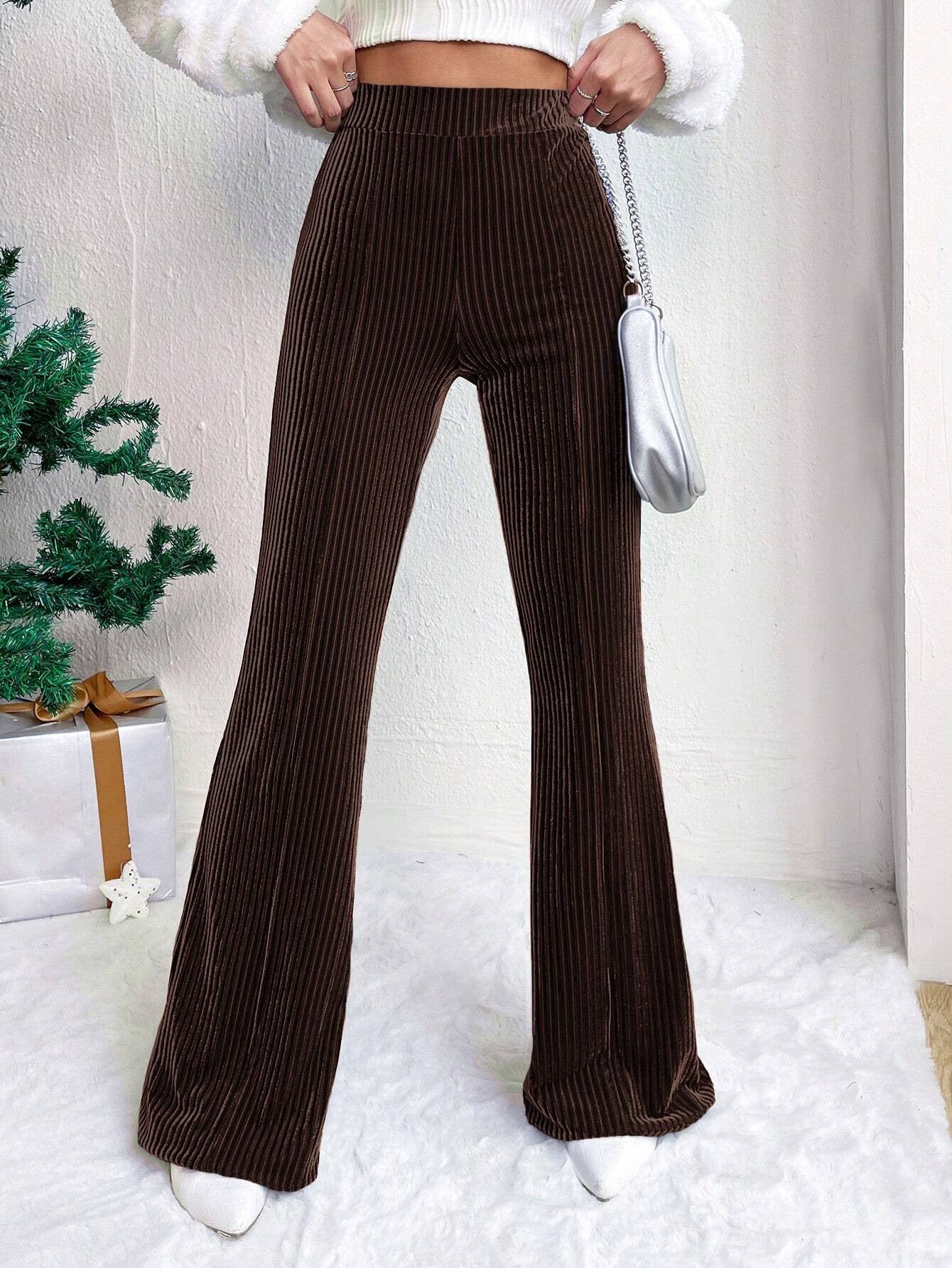 High Waist Lamp Wick Corduroy Bell - bottom Pants Wide Leg Women - Purcell's Clothing Company - 0