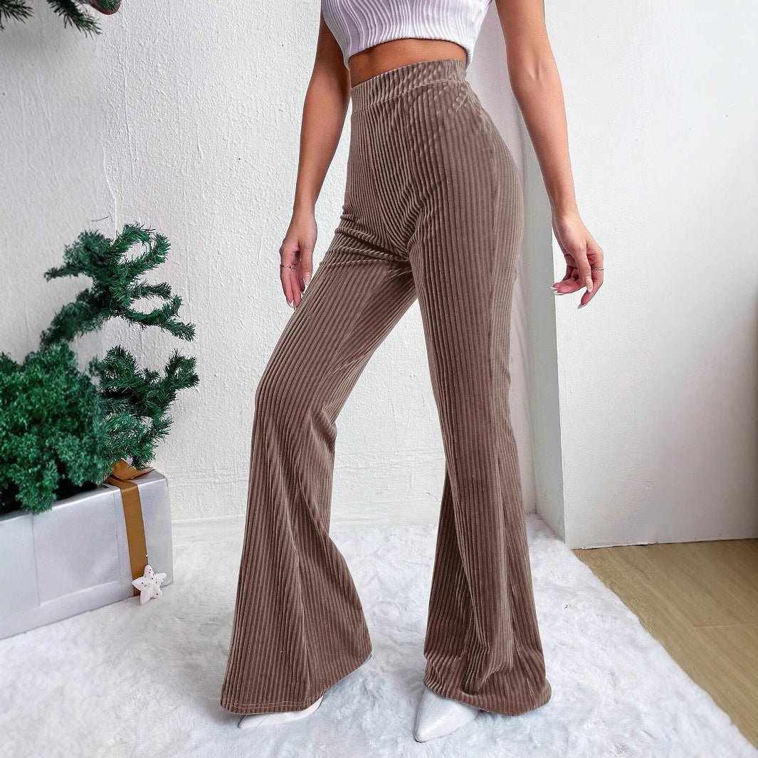 High Waist Lamp Wick Corduroy Bell - bottom Pants Wide Leg Women - Purcell's Clothing Company - 0