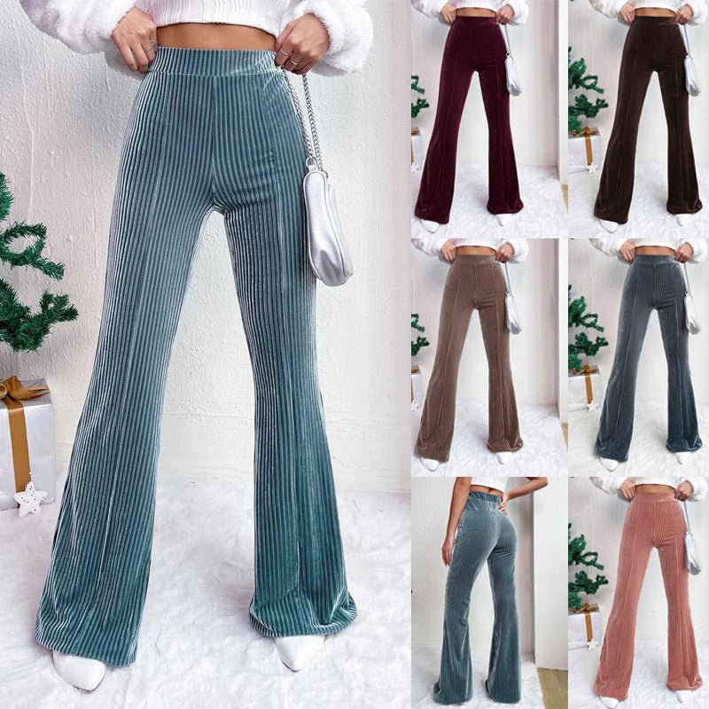 High Waist Lamp Wick Corduroy Bell - bottom Pants Wide Leg Women - Purcell's Clothing Company - 0