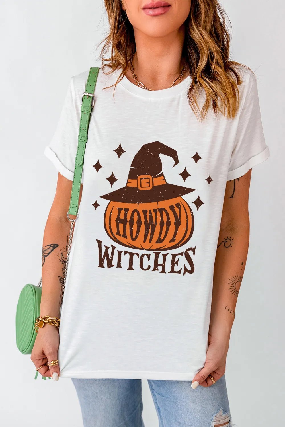 HOWDY WITCHES Round Neck Short Sleeve T-Shirt - Purcell's Clothing Company - 