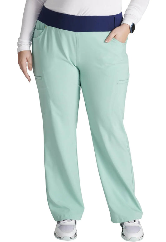 Iflex Scrubs for Women, Yoga - Inspired Knit Waistband Scrub Pants CK002 XX - Large Plus Petite Soft Sea - Purcell's Clothing Company - 