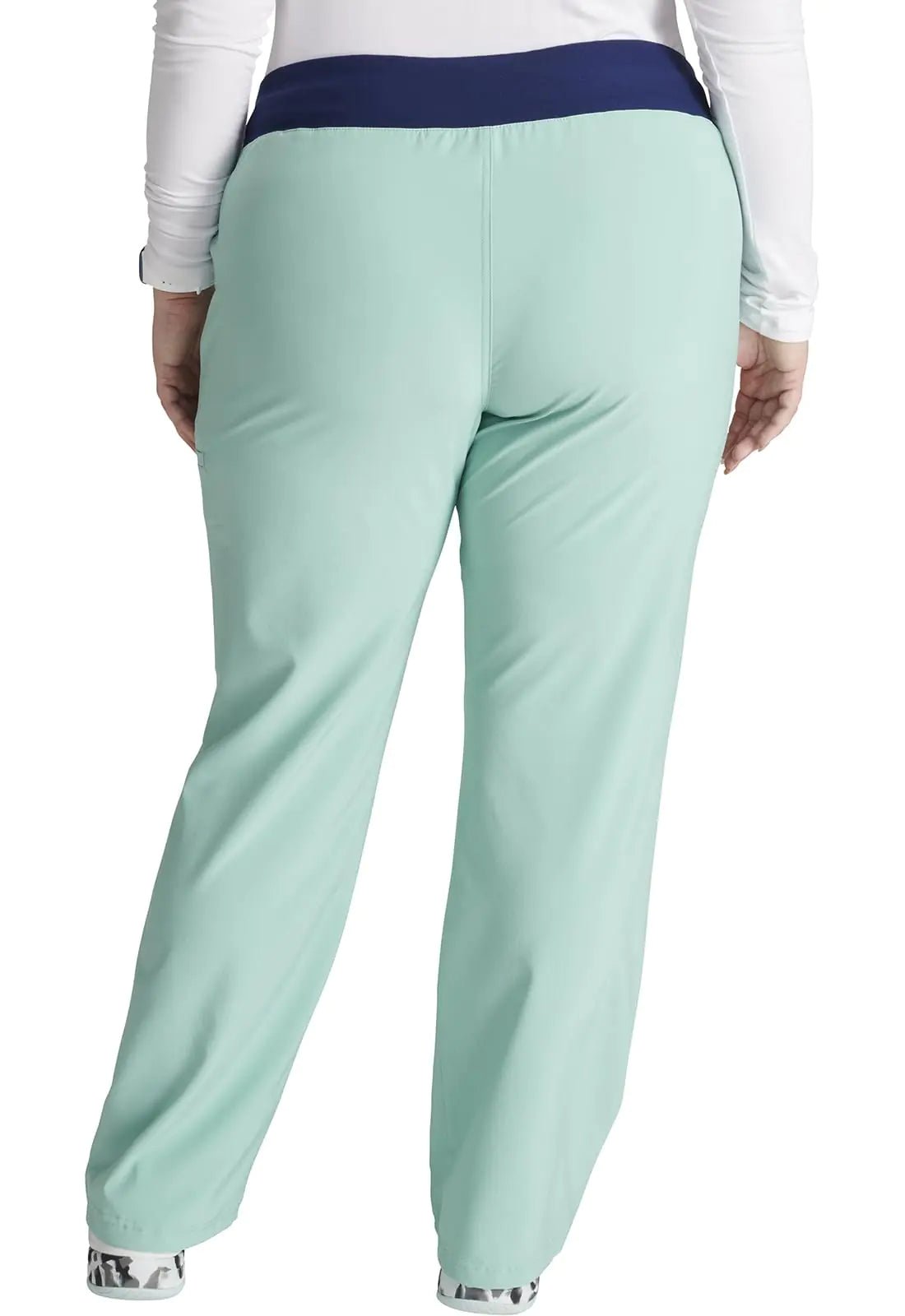 Iflex Scrubs for Women, Yoga - Inspired Knit Waistband Scrub Pants CK002 XX - Large Plus Petite Soft Sea - Purcell's Clothing Company - 