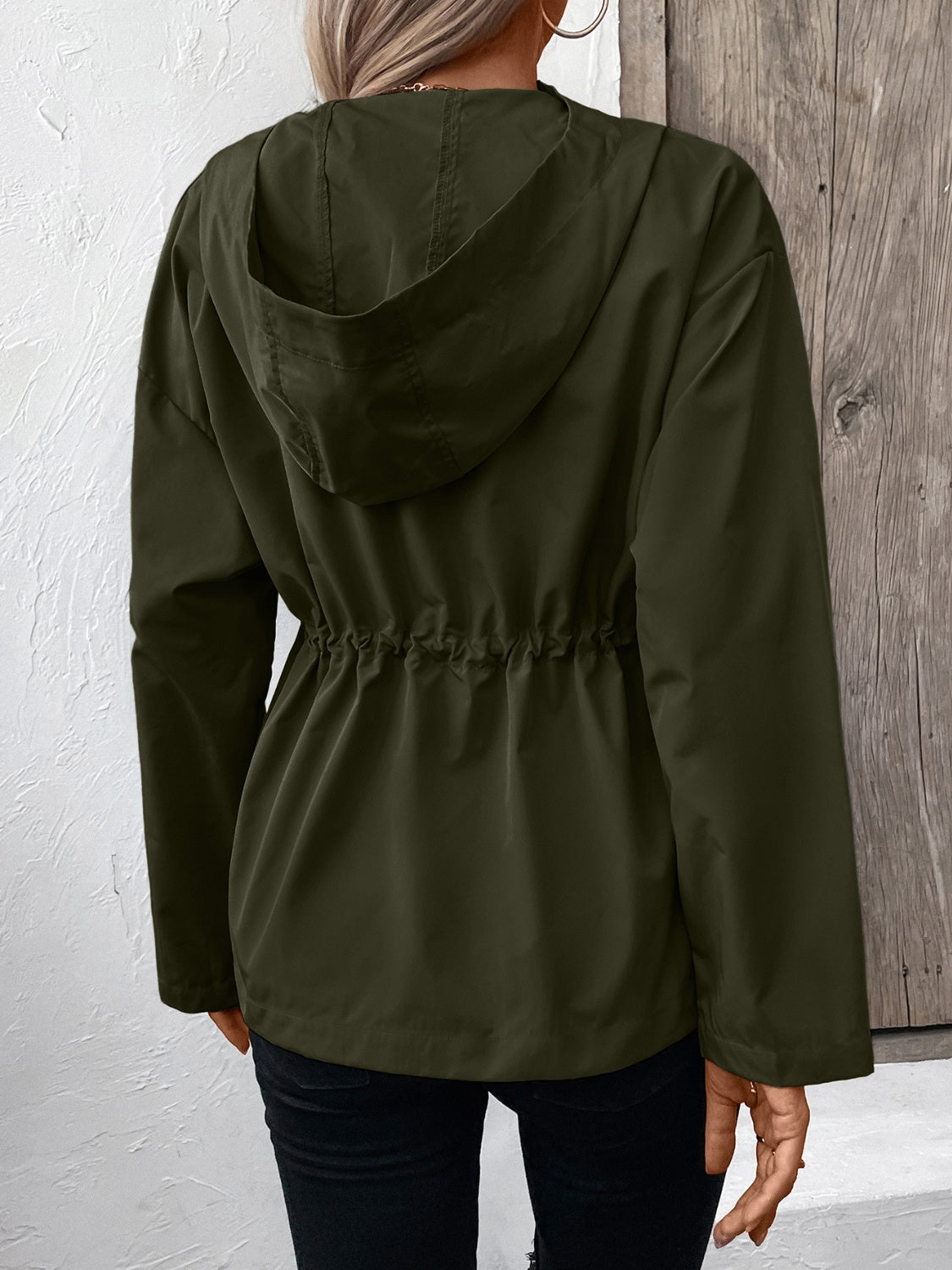 Ivy Lane Drawstring Zip Up Hooded Jacket - Purcell's Clothing Company - 