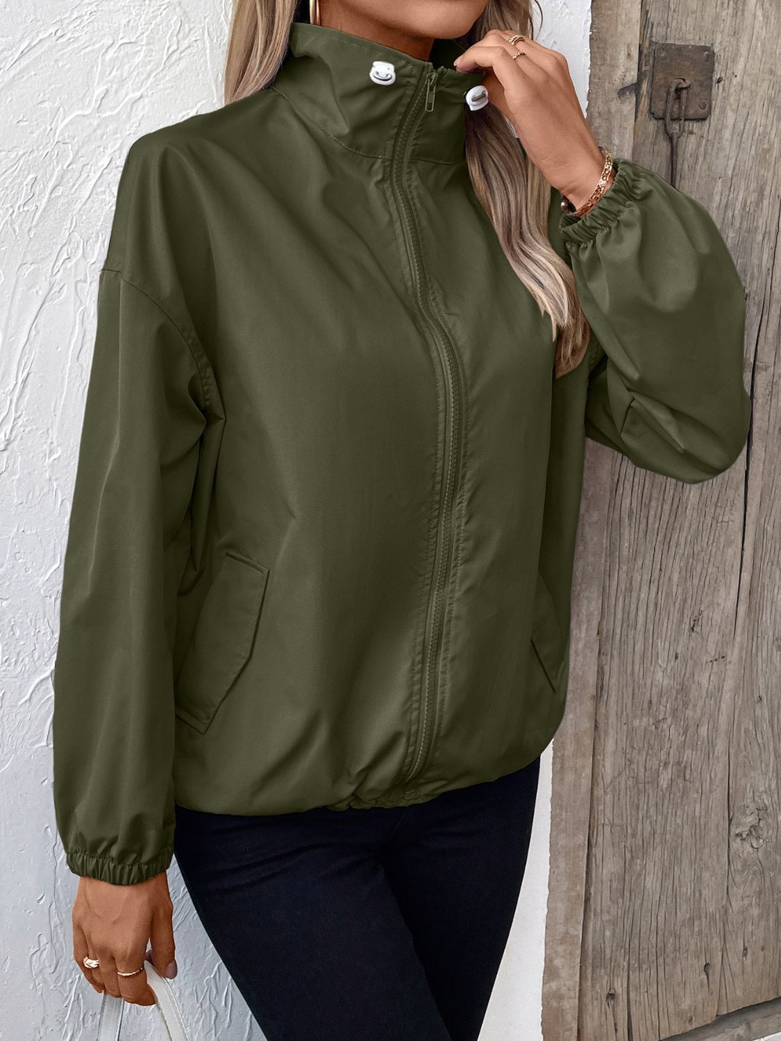 Ivy Lane Pocketed Zip Up Long Sleeve Jacket - Purcell's Clothing Company - 