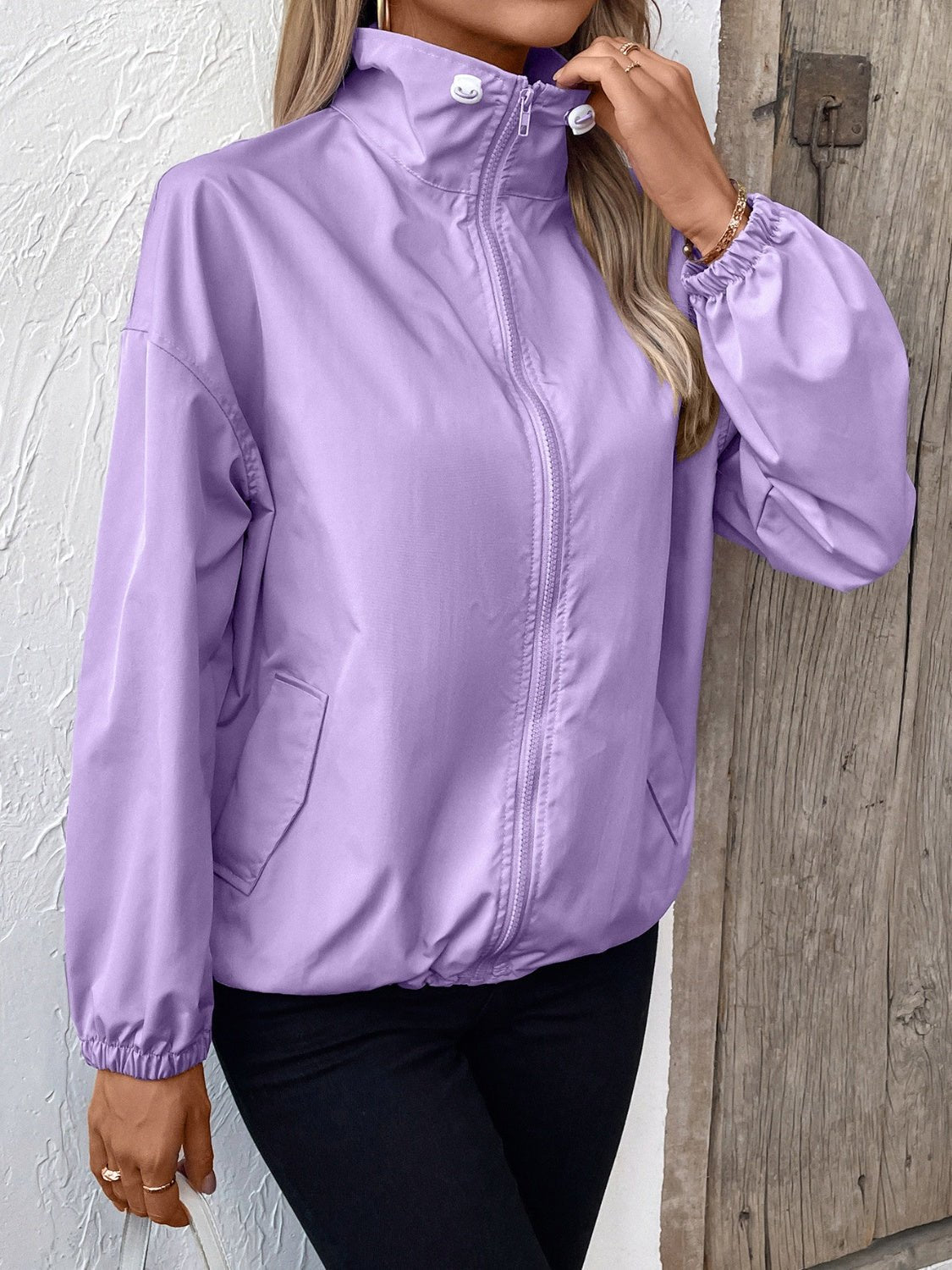 Ivy Lane Pocketed Zip Up Long Sleeve Jacket - Purcell's Clothing Company - 