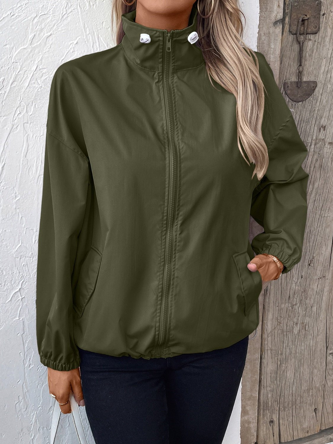 Ivy Lane Pocketed Zip Up Long Sleeve Jacket - Purcell's Clothing Company - 