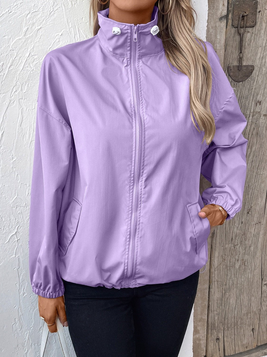 Ivy Lane Pocketed Zip Up Long Sleeve Jacket - Purcell's Clothing Company - 