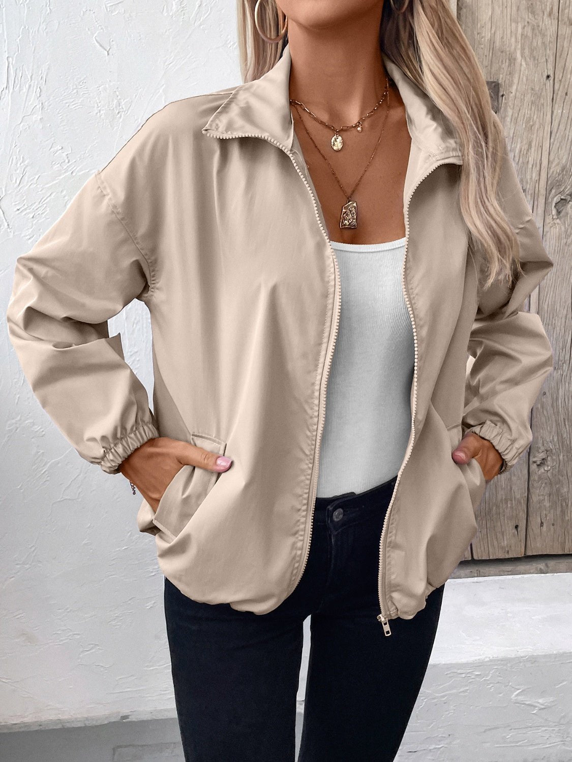 Ivy Lane Pocketed Zip Up Long Sleeve Jacket - Purcell's Clothing Company - 