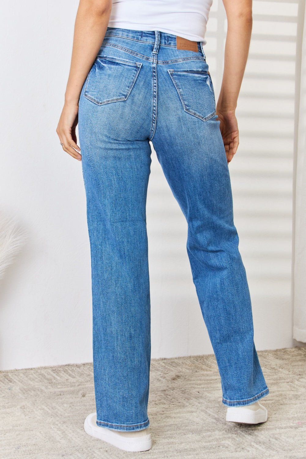 Judy Blue Full Size High Waist Distressed Straight - Leg Jeans - Purcell's Clothing Company - 