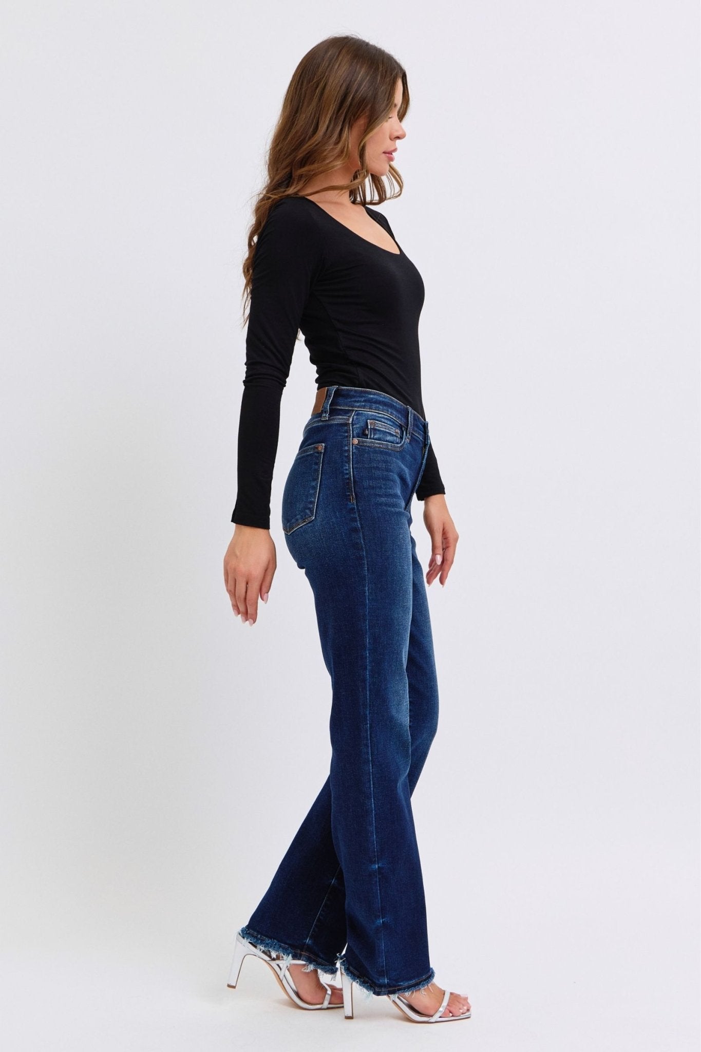 Judy Blue Full Size Raw Hem Straight Leg Jeans - Purcell's Clothing Company - 