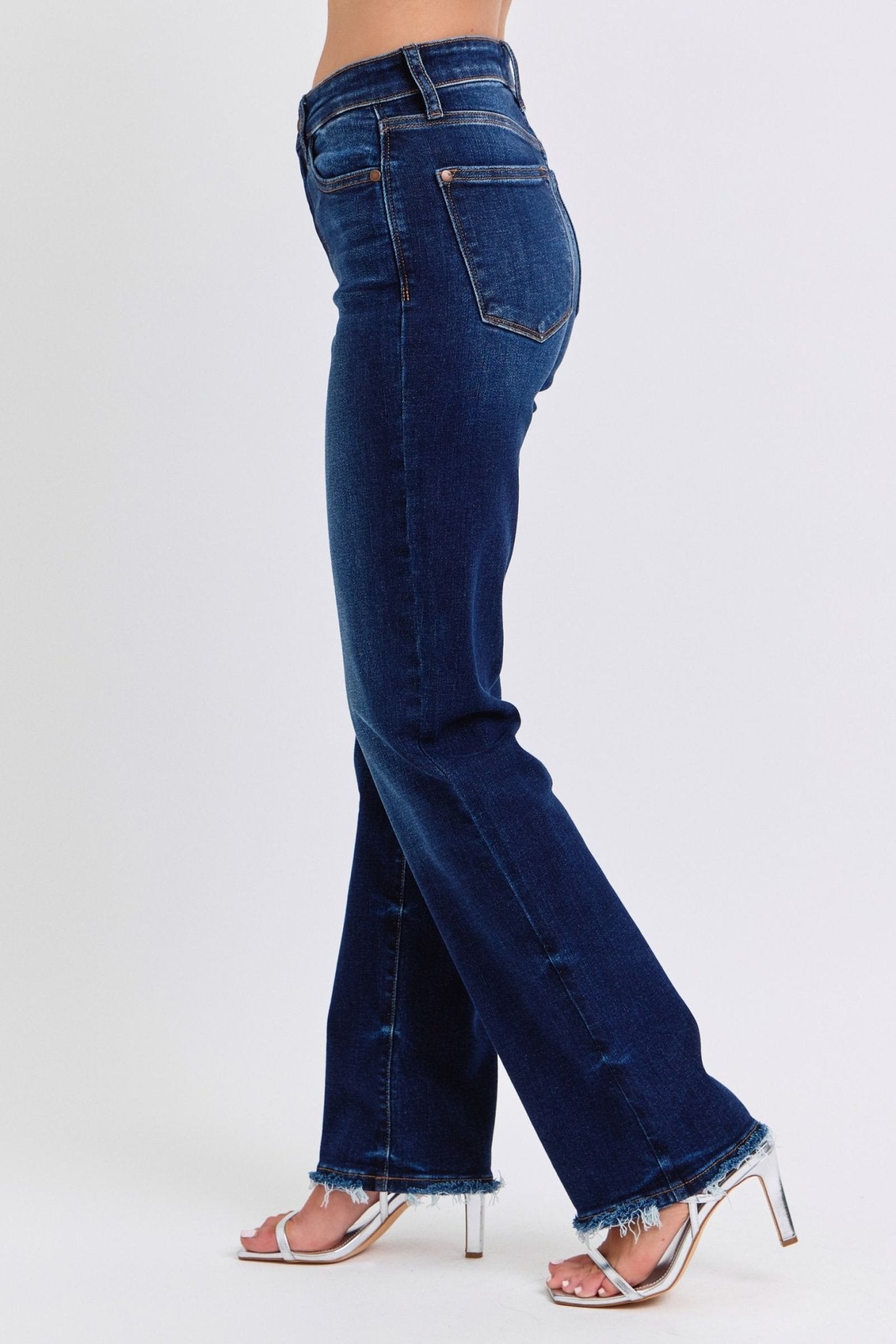 Judy Blue Full Size Raw Hem Straight Leg Jeans - Purcell's Clothing Company - 