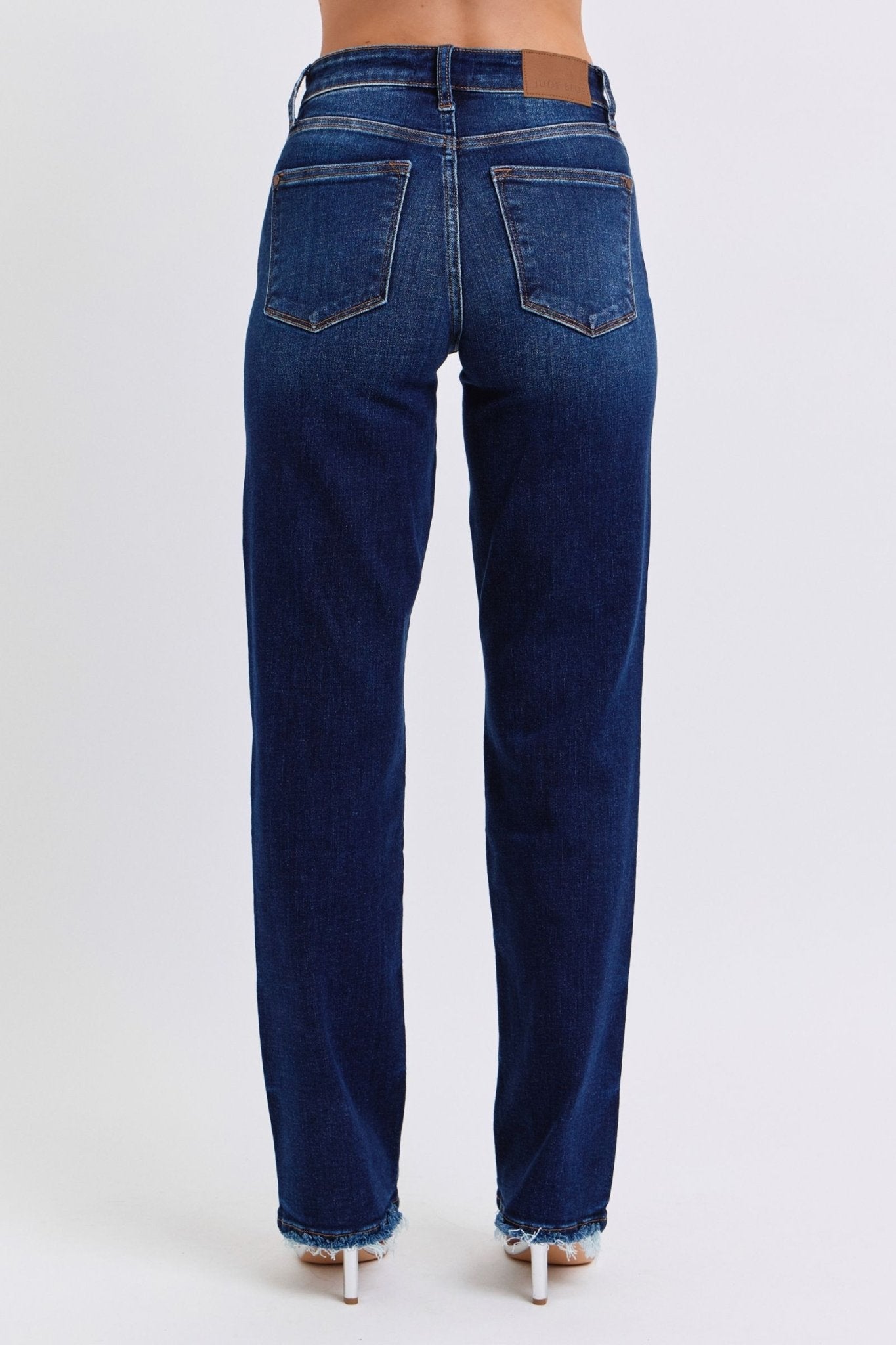 Judy Blue Full Size Raw Hem Straight Leg Jeans - Purcell's Clothing Company - 