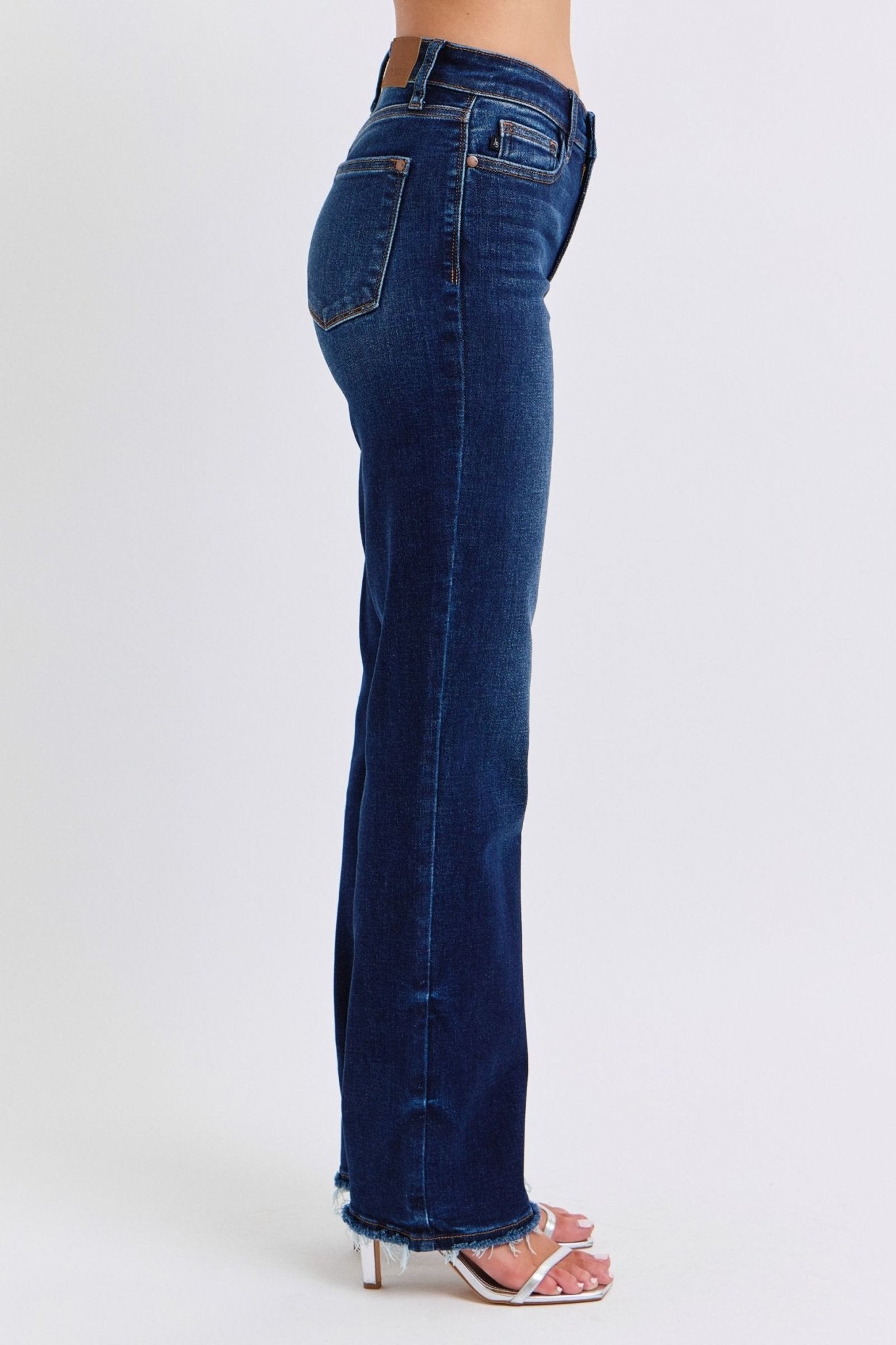 Judy Blue Full Size Raw Hem Straight Leg Jeans - Purcell's Clothing Company - 