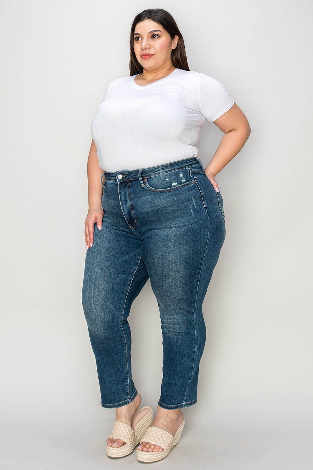 Judy Blue Full Size Tummy Control High Waist Slim Jeans - Purcell's Clothing Company - 