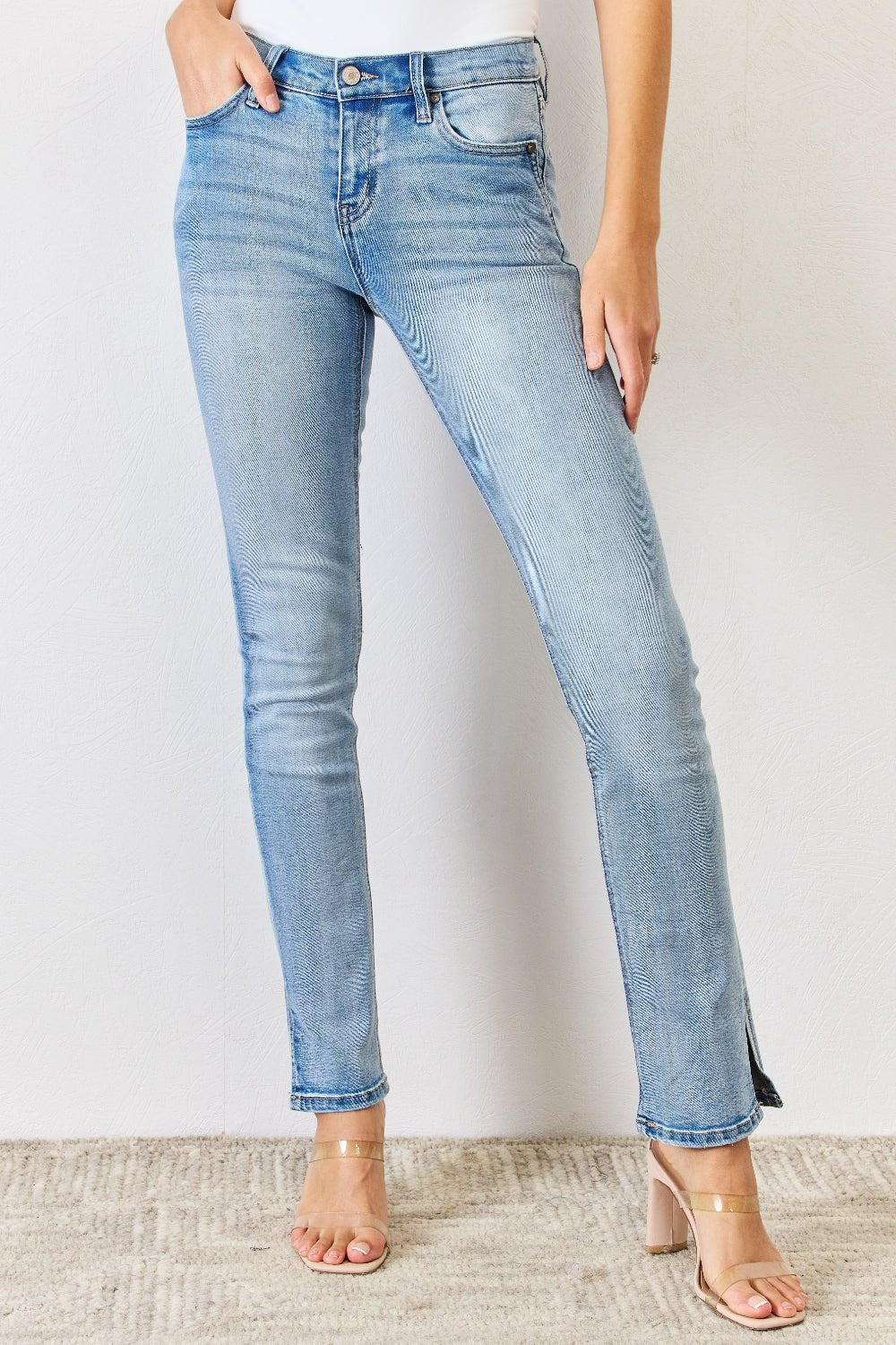 Kancan Full Size Mid Rise Y2K Slit Bootcut Jeans - Purcell's Clothing Company - 