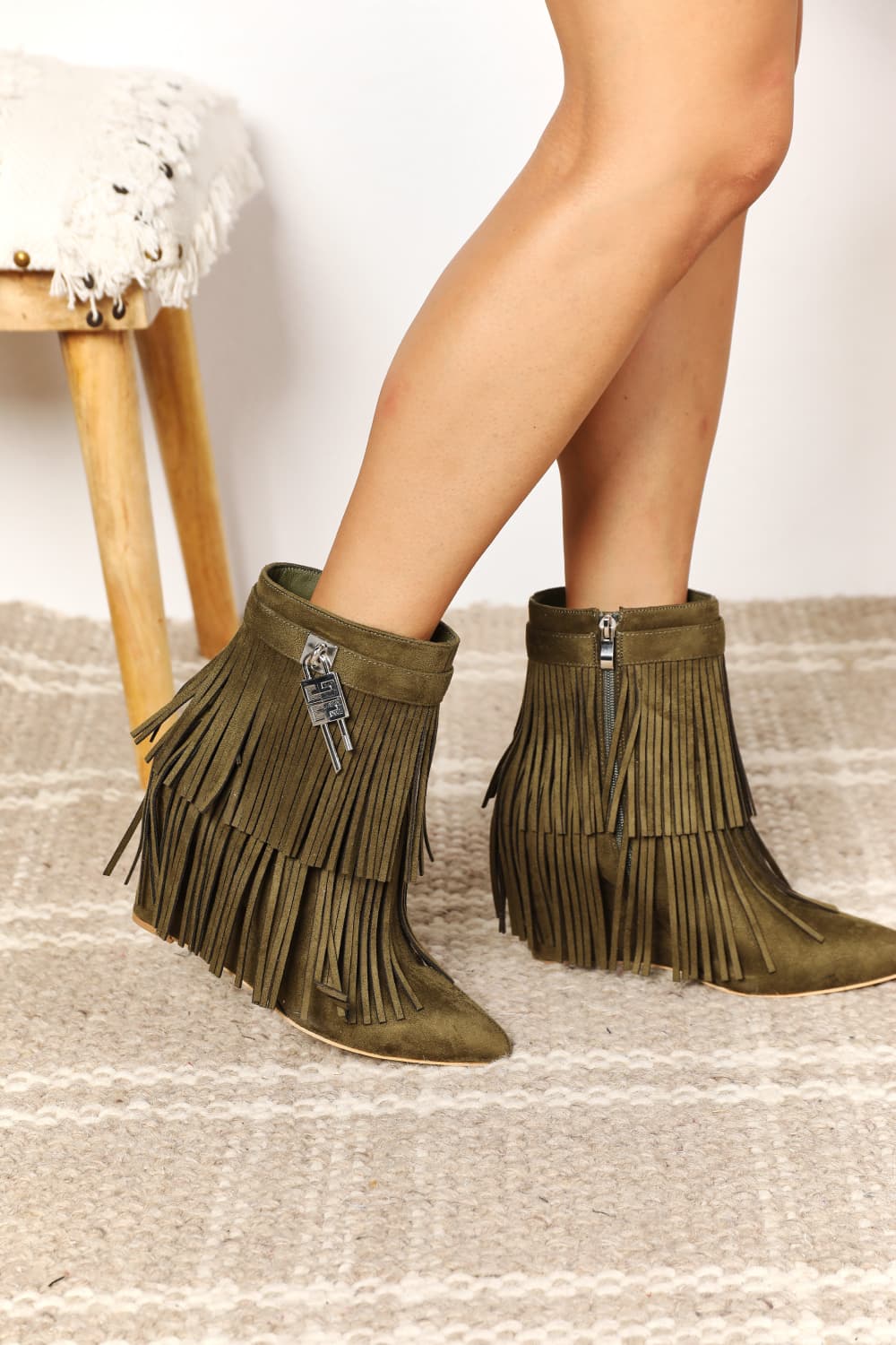 Legend Women's Tassel Wedge Heel Ankle Booties - Purcell's Clothing Company - 