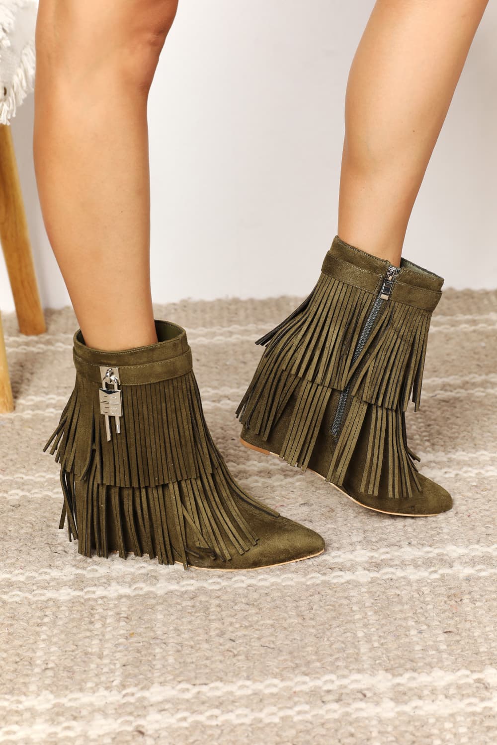 Legend Women's Tassel Wedge Heel Ankle Booties - Purcell's Clothing Company - 