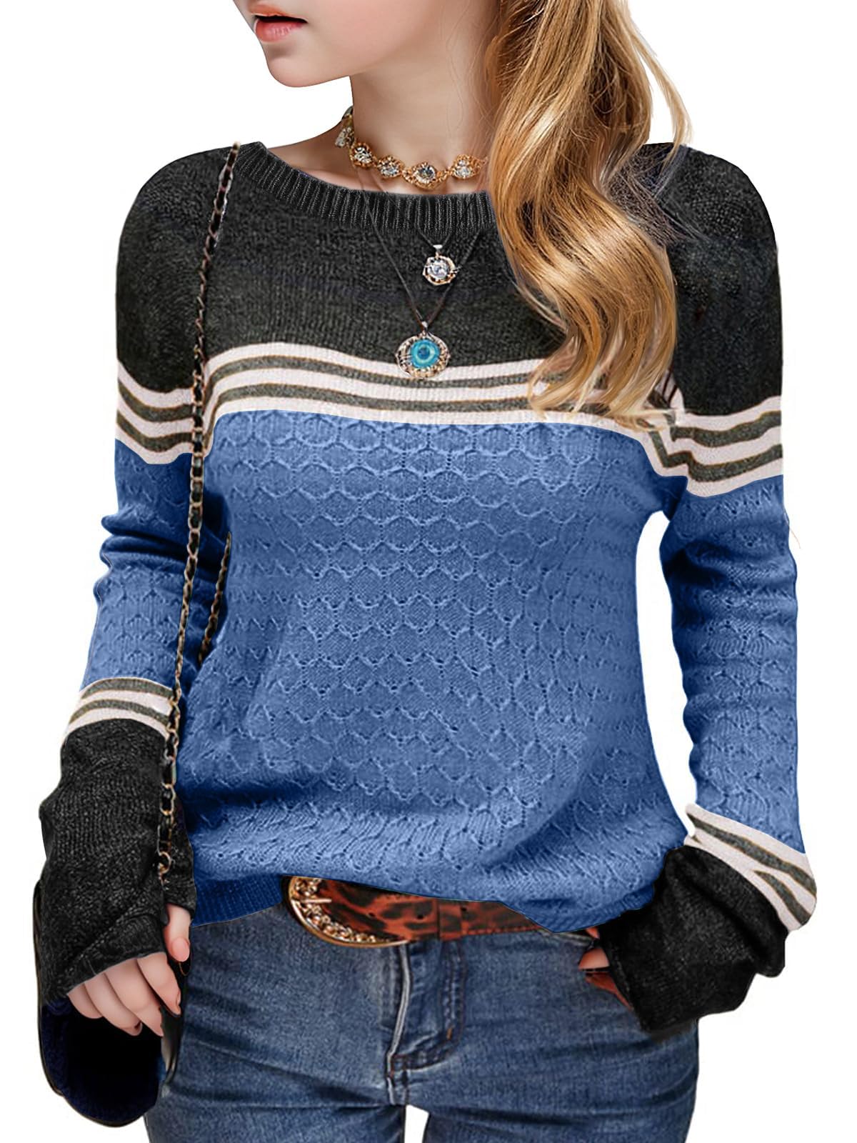 Long Sleeve Block Striped Sweater - Purcell's Clothing Company - 