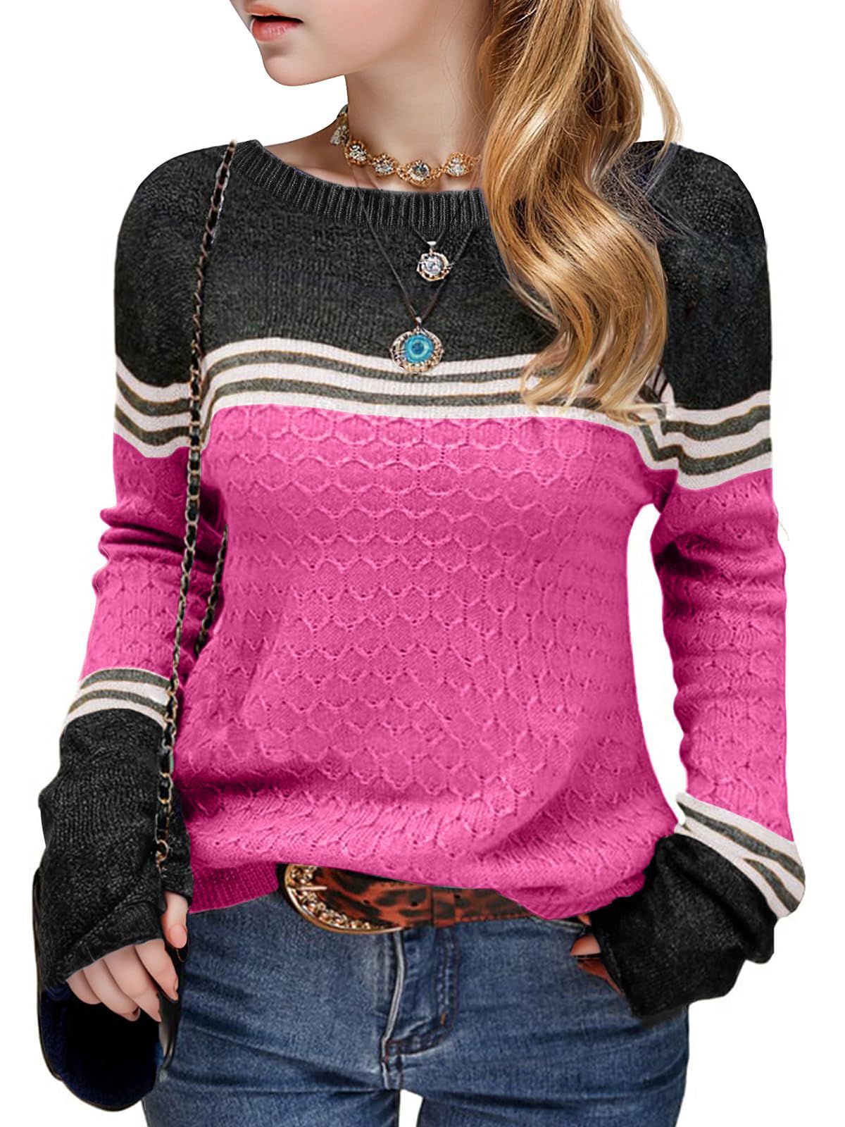 Long Sleeve Block Striped Sweater - Purcell's Clothing Company - 