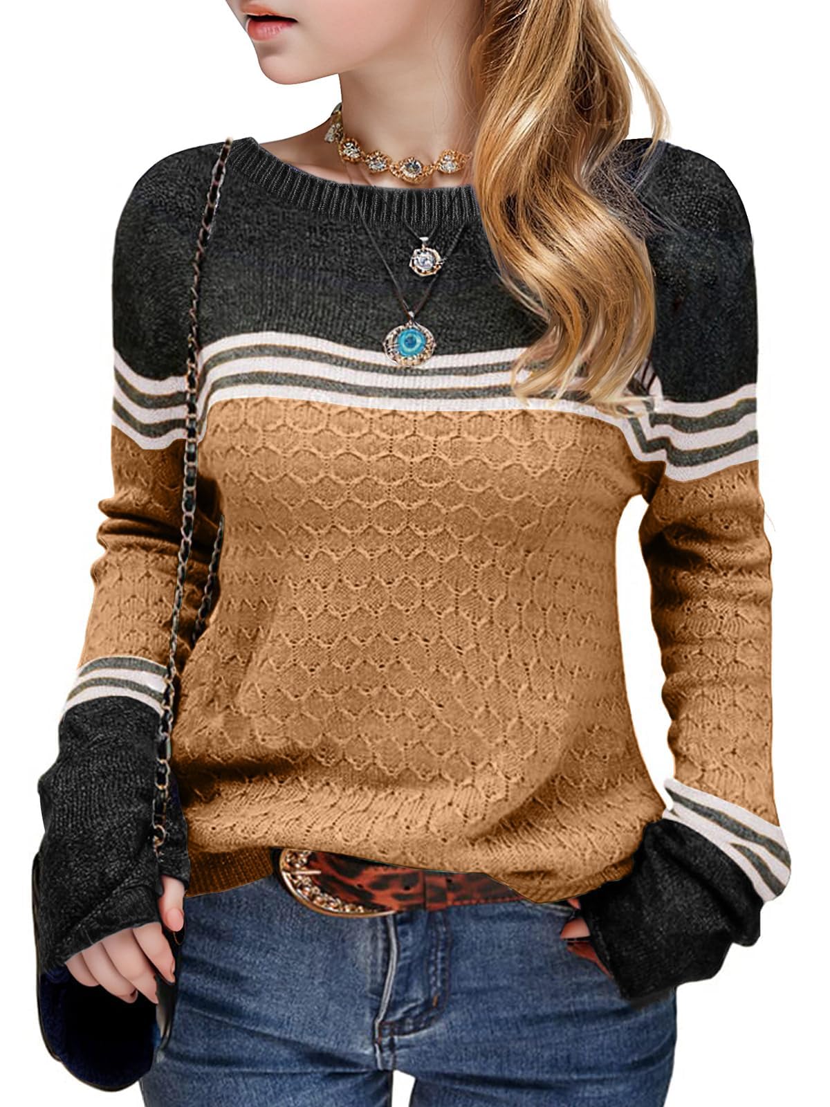 Long Sleeve Block Striped Sweater - Purcell's Clothing Company - 