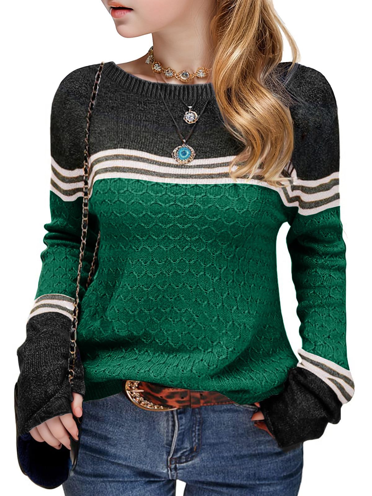 Long Sleeve Block Striped Sweater - Purcell's Clothing Company - 