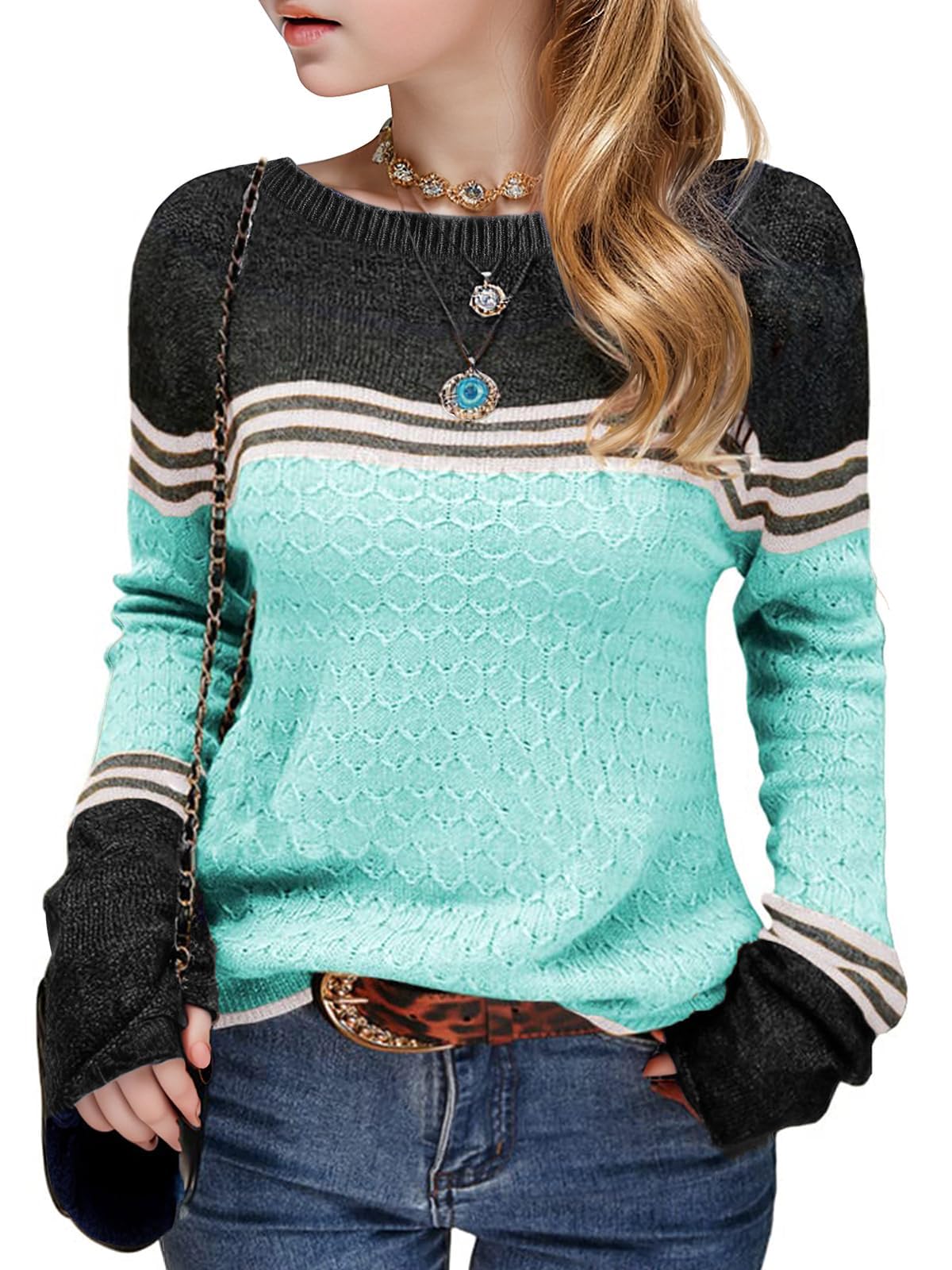 Long Sleeve Block Striped Sweater - Purcell's Clothing Company - 