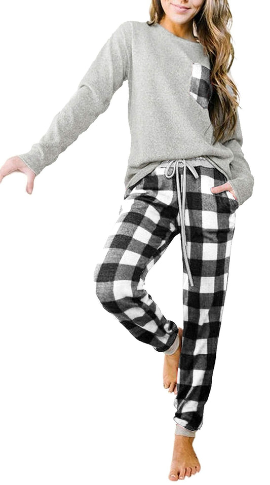 Long Sleeve Buffalo Plaid Lounge Set - Purcell's Clothing Company - 