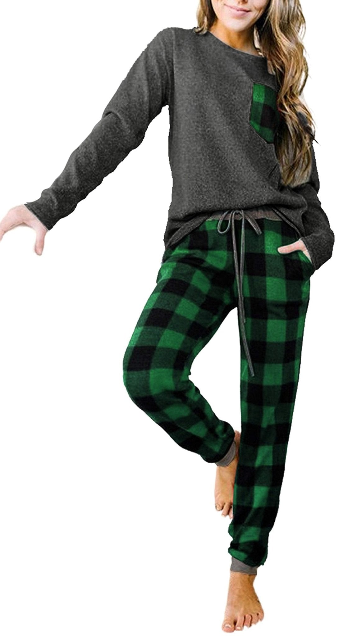 Long Sleeve Buffalo Plaid Lounge Set - Purcell's Clothing Company - 