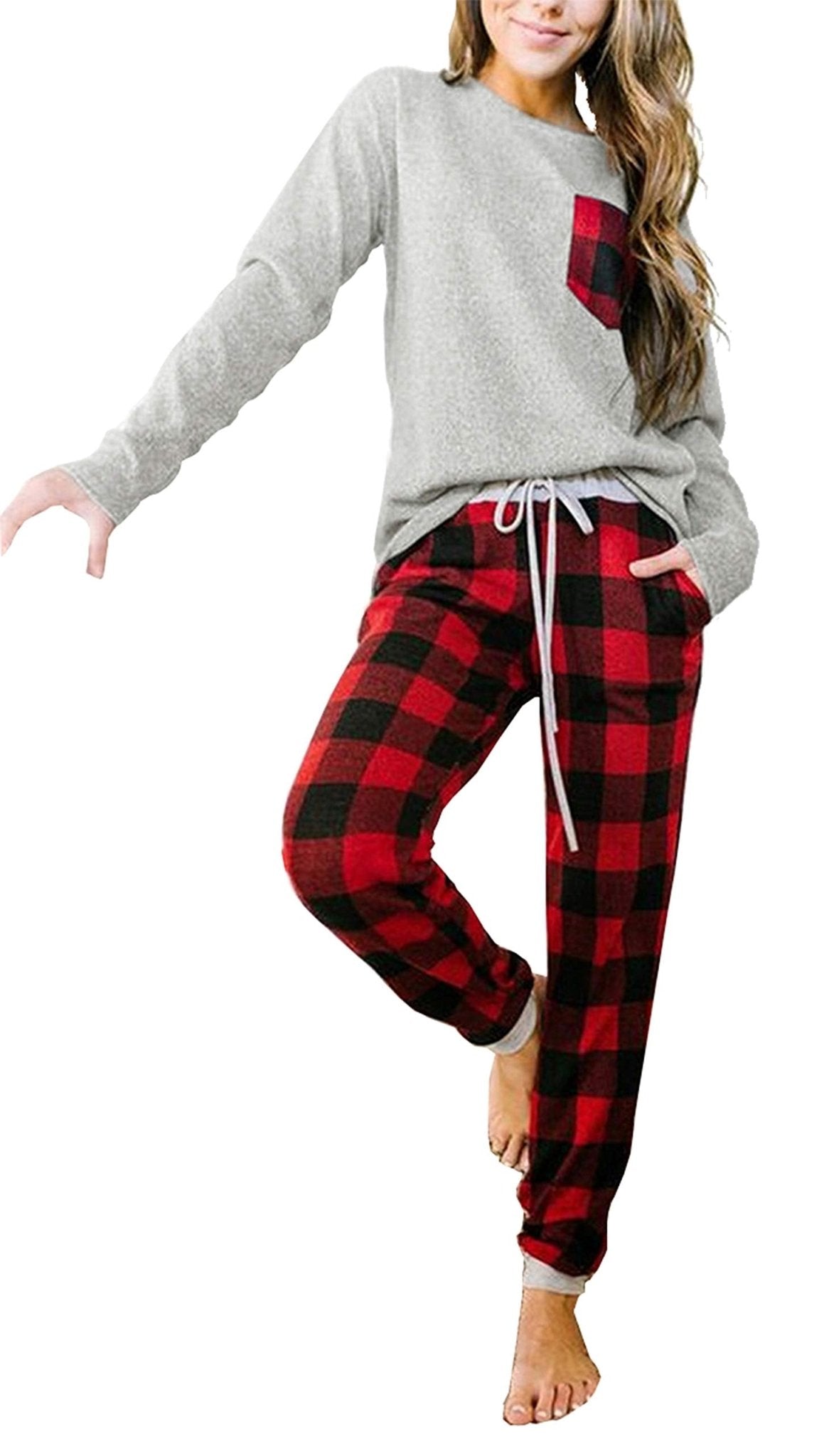 Long Sleeve Buffalo Plaid Lounge Set - Purcell's Clothing Company - 