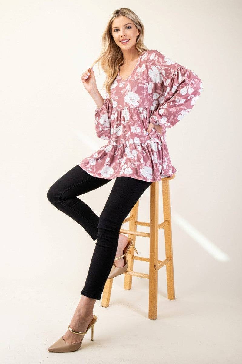 Long Sleeve Floral Blouse - Purcell's Clothing Company - 