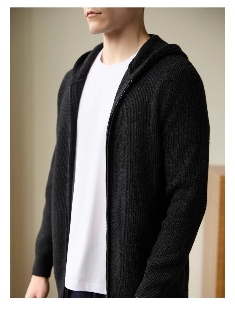 Men's 100 Pure Wool Hooded Cardigan New Autumn And Winter Sweaters - Purcell's Clothing Company - 0