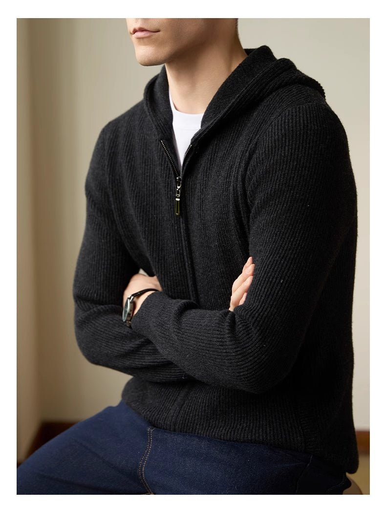 Men's 100 Pure Wool Hooded Cardigan New Autumn And Winter Sweaters - Purcell's Clothing Company - 0