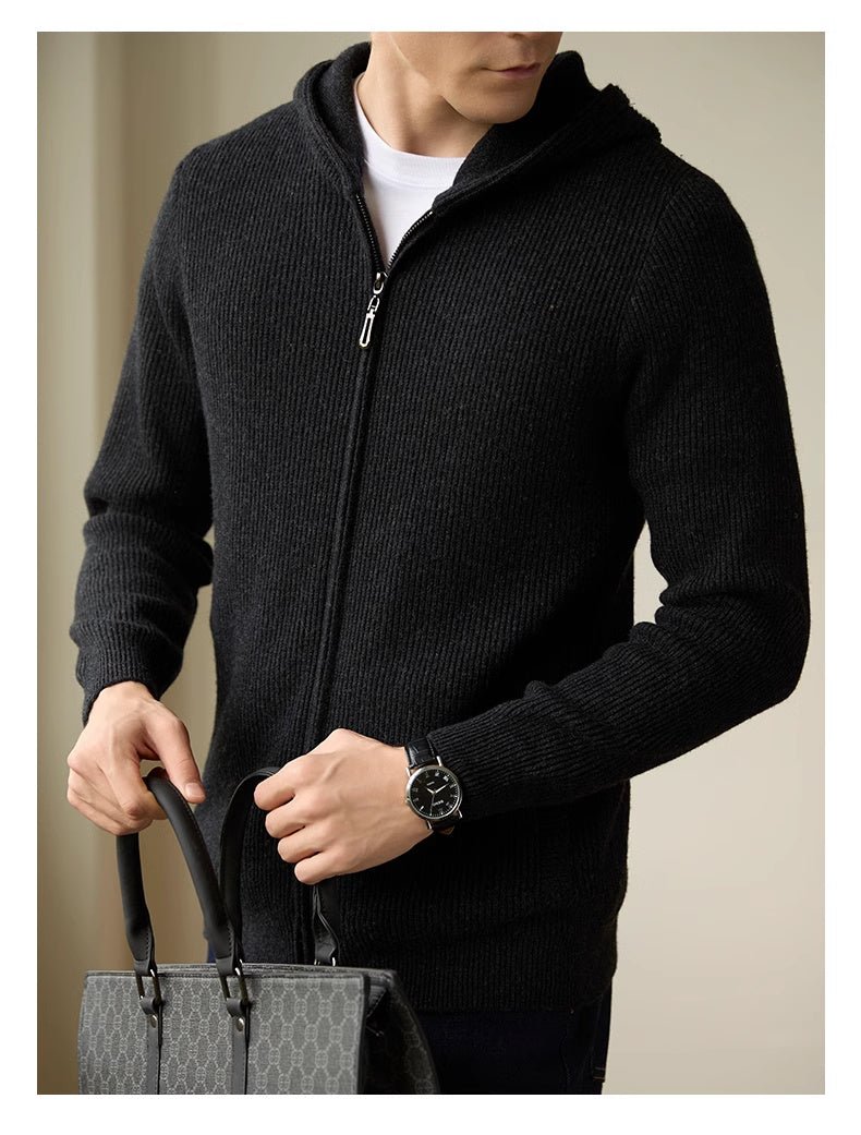 Men's 100 Pure Wool Hooded Cardigan New Autumn And Winter Sweaters - Purcell's Clothing Company - 0