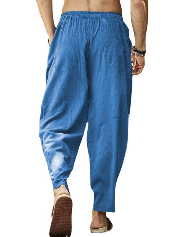 Men's casual loose cotton and linen drawstring hip - hop lantern pencil pants - Purcell's Clothing Company - 