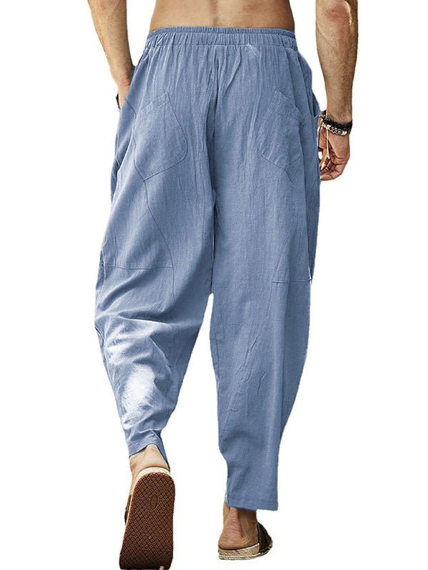 Men's casual loose cotton and linen drawstring hip - hop lantern pencil pants - Purcell's Clothing Company - 