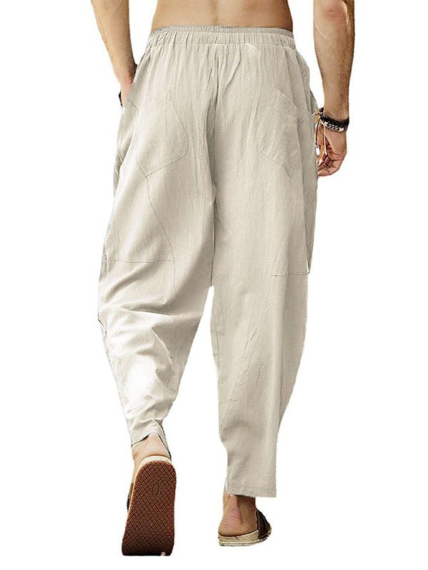 Men's casual loose cotton and linen drawstring hip - hop lantern pencil pants - Purcell's Clothing Company - 