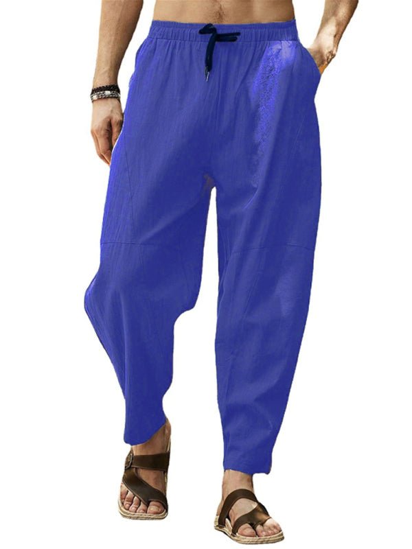 Men's casual loose cotton and linen drawstring hip - hop lantern pencil pants - Purcell's Clothing Company - 