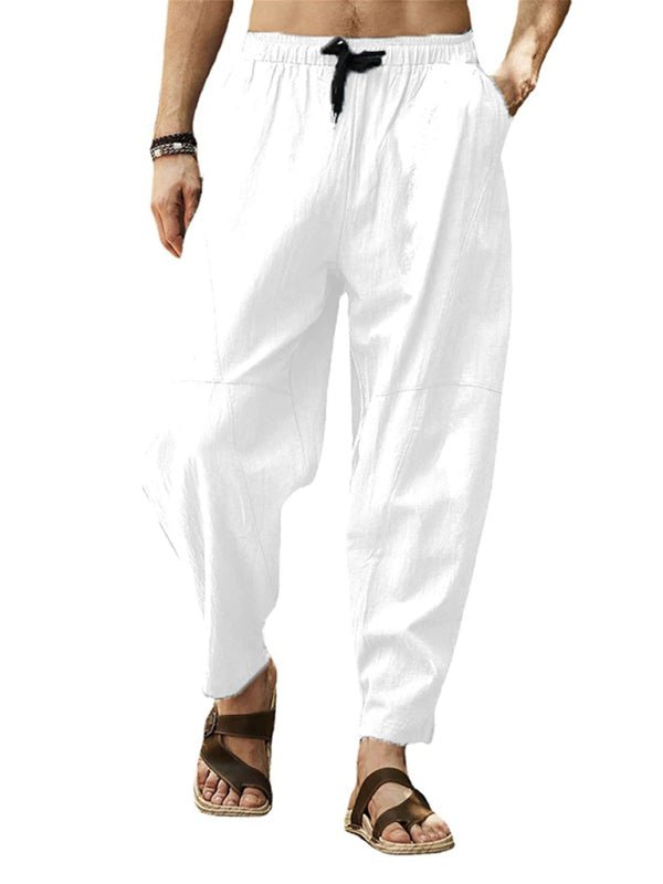 Men's casual loose cotton and linen drawstring hip - hop lantern pencil pants - Purcell's Clothing Company - 