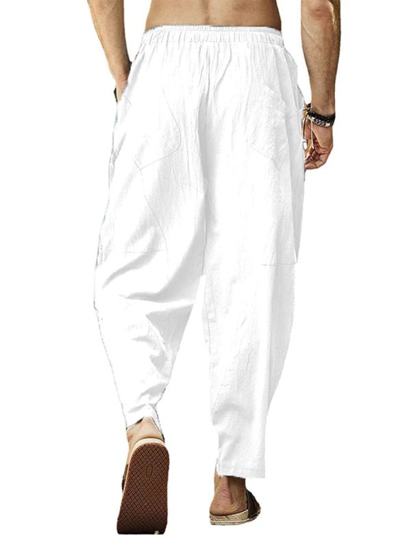 Men's casual loose cotton and linen drawstring hip - hop lantern pencil pants - Purcell's Clothing Company - 